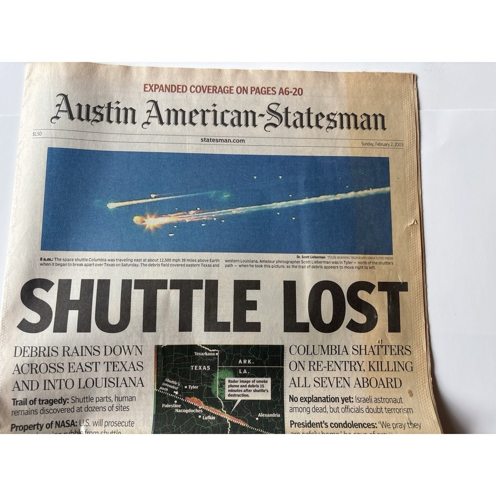 Austin American-Statesman Feb 2, 2003 Shuttle Lost Columbia Disaster